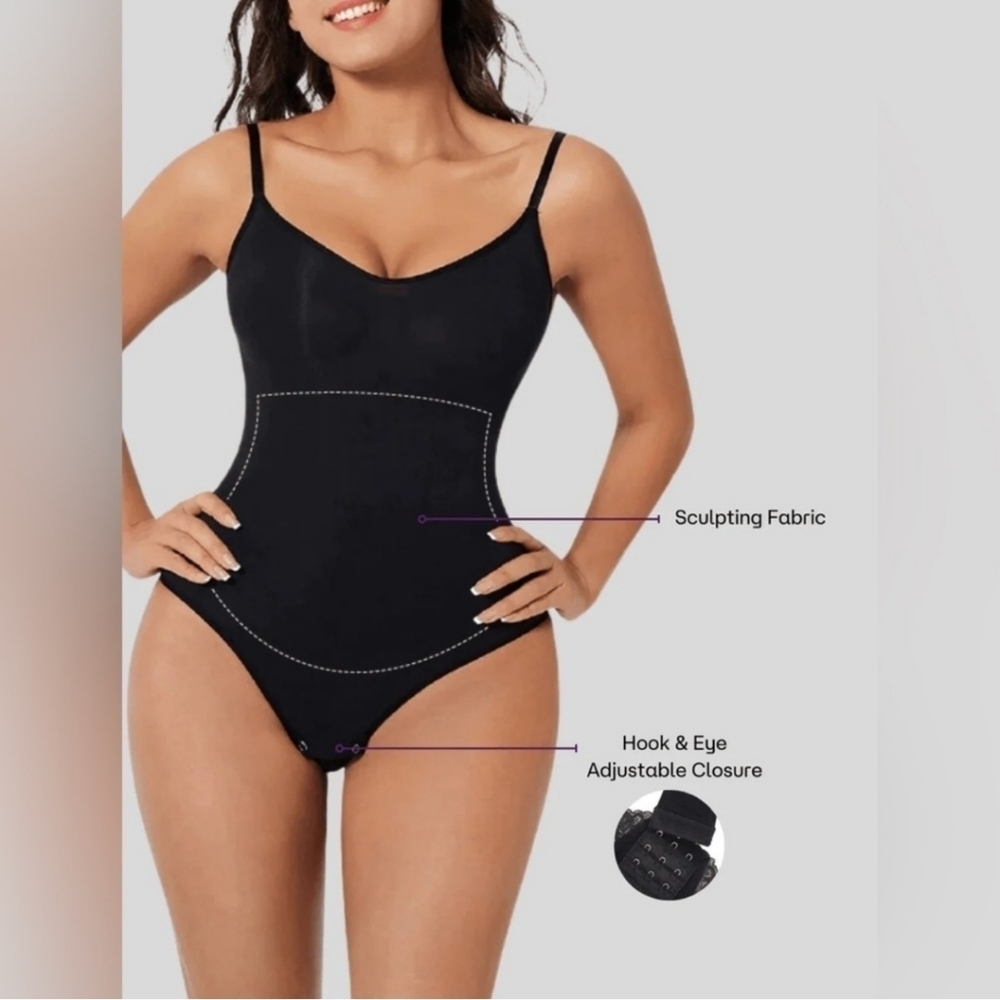 HeyShape Snatched Shapewear Sculpting Bodysuit Sz M Black Hey Shape Straps Snaps